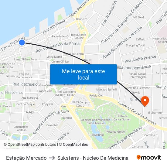 Estação Mercado to Suksteris - Núcleo De Medicina map