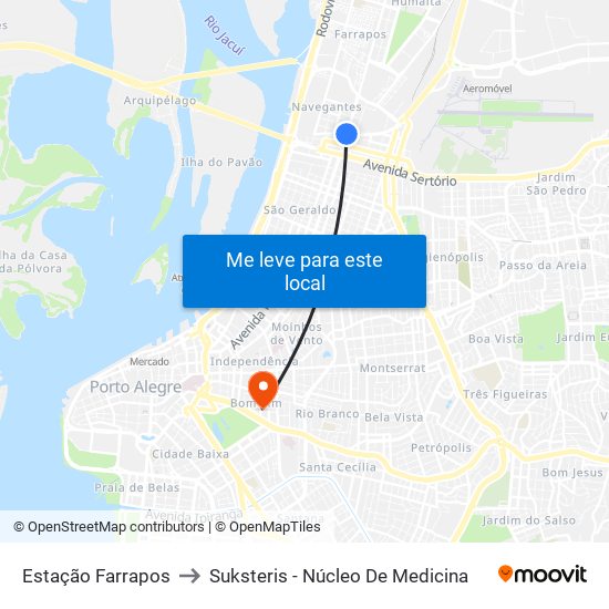 Estação Farrapos to Suksteris - Núcleo De Medicina map