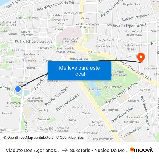 Viaduto Dos Açorianos - Oab to Suksteris - Núcleo De Medicina map