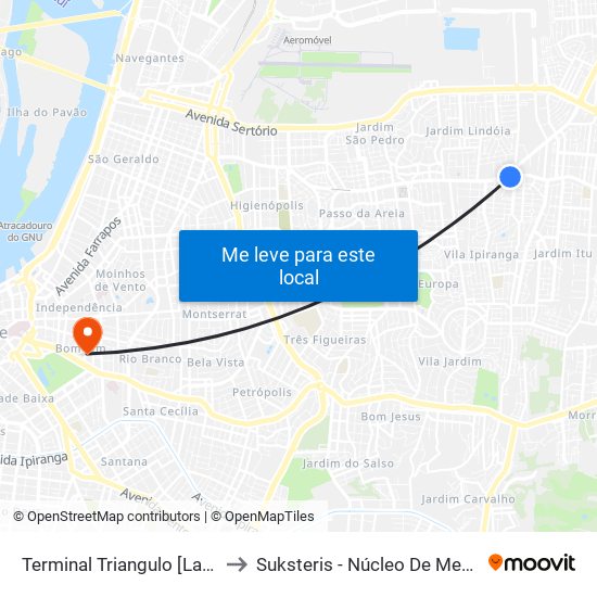 Terminal Triangulo [Lateral] to Suksteris - Núcleo De Medicina map