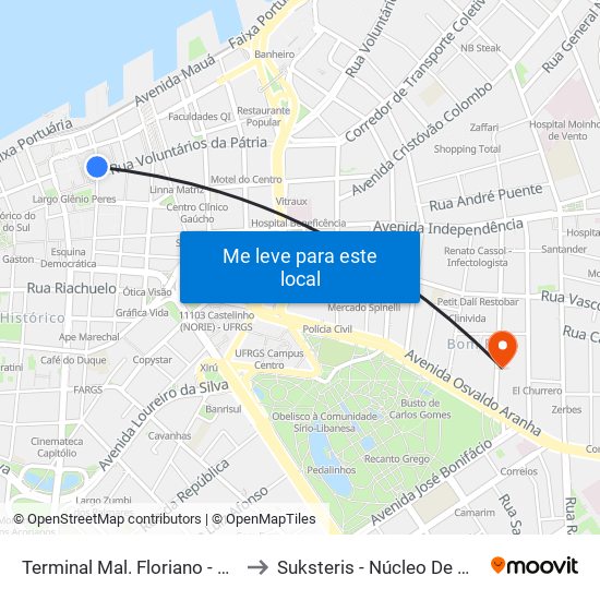 Terminal Mal. Floriano - Mercado to Suksteris - Núcleo De Medicina map