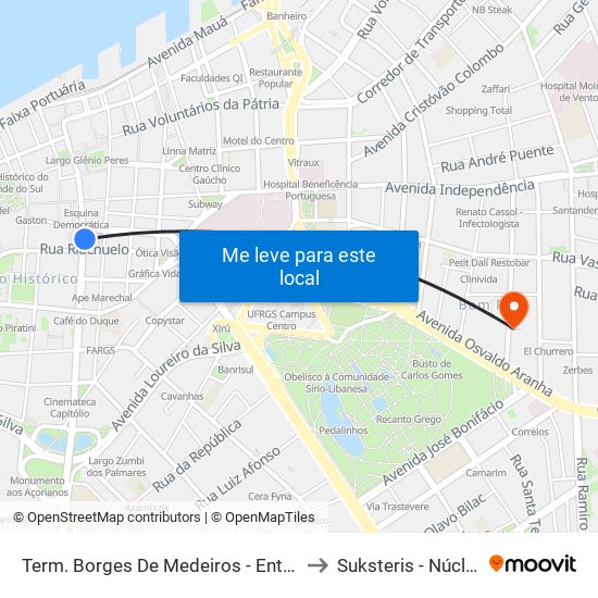 Term. Borges De Medeiros - Entre Riachuelo E Salgado Filho to Suksteris - Núcleo De Medicina map