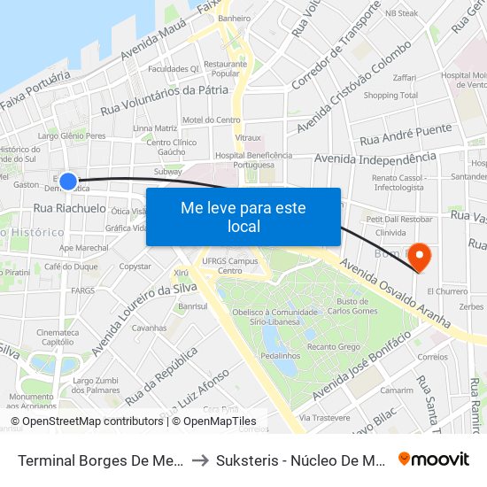 Terminal Borges De Medeiros to Suksteris - Núcleo De Medicina map