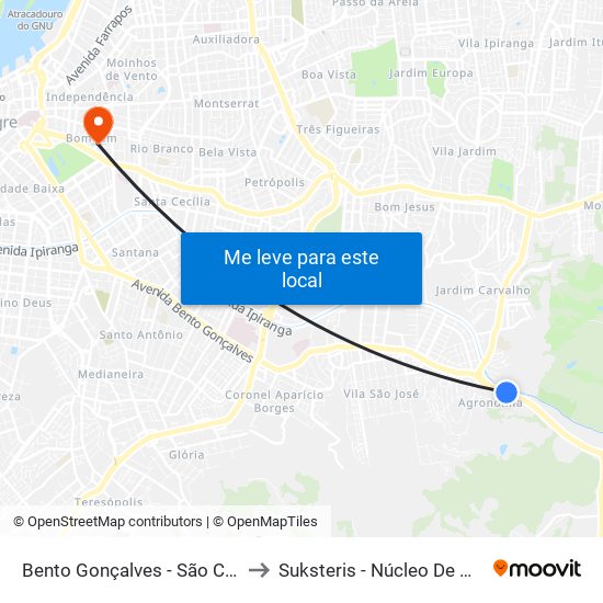 Bento Gonçalves - São Carlos Bc to Suksteris - Núcleo De Medicina map