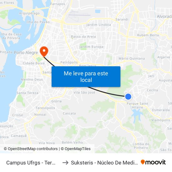 Campus Ufrgs - Terminal to Suksteris - Núcleo De Medicina map