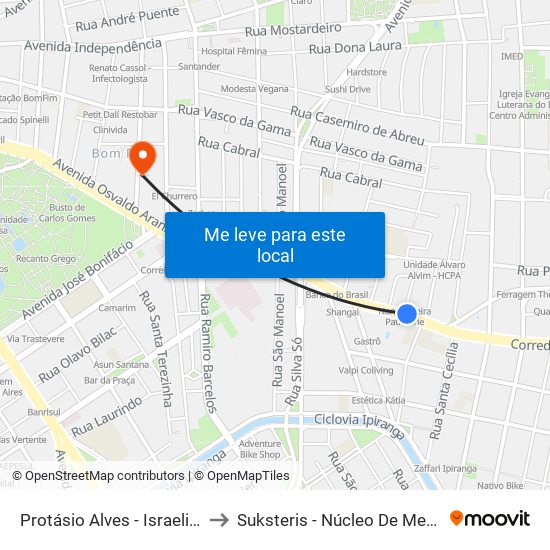 Protásio Alves - Israelita Bc to Suksteris - Núcleo De Medicina map