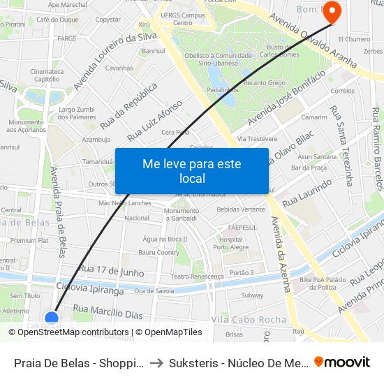 Praia De Belas - Shopping Bc to Suksteris - Núcleo De Medicina map