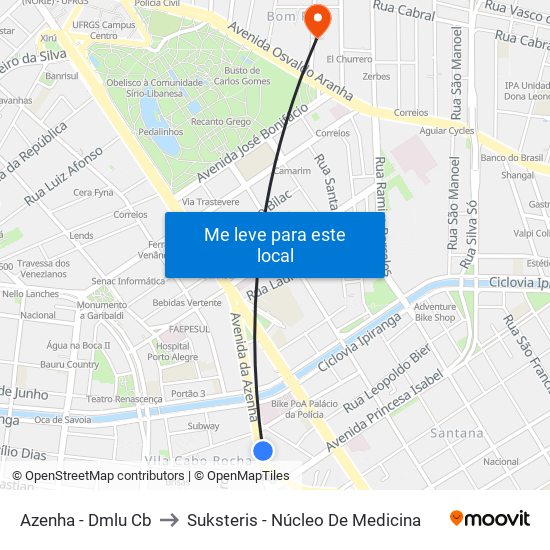 Azenha - Dmlu Cb to Suksteris - Núcleo De Medicina map