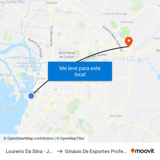 Loureiro Da Silva - José Do Patrocínio to Ginásio De Esportes Professora Wilma Camargo map