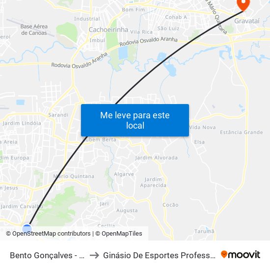 Bento Gonçalves - São Carlos Bc to Ginásio De Esportes Professora Wilma Camargo map