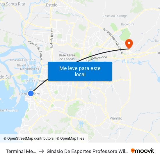 Terminal Mercado to Ginásio De Esportes Professora Wilma Camargo map