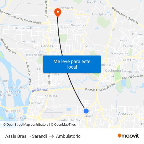 Assis Brasil - Sarandi to Ambulatório map