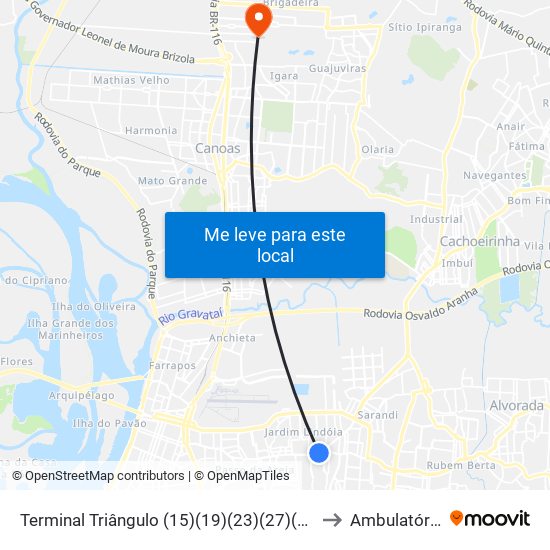 Terminal Triângulo (15)(19)(23)(27)(31) to Ambulatório map