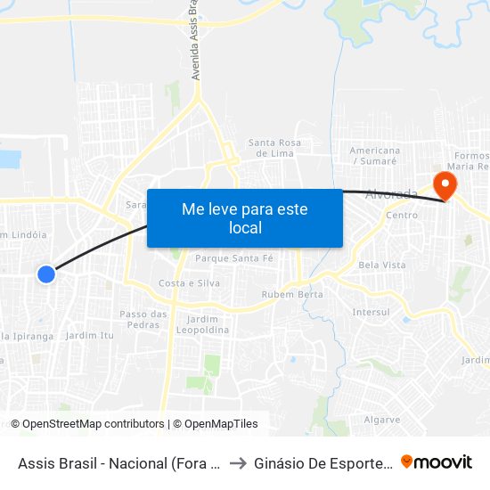 Assis Brasil - Nacional (Fora Do Corredor) to Ginásio De Esportes Putinga map