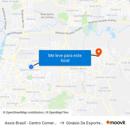 Assis Brasil - Centro Comercial [Centro] to Ginásio De Esportes Putinga map