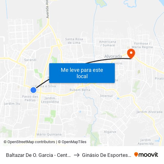 Baltazar De O. Garcia - Centro Vida Cb to Ginásio De Esportes Putinga map