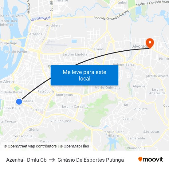 Azenha - Dmlu Cb to Ginásio De Esportes Putinga map