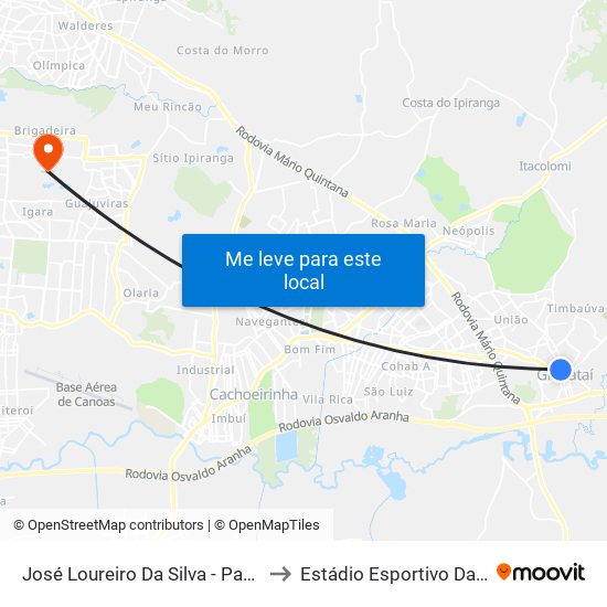 José Loureiro Da Silva - Parada 81 to Estádio Esportivo Da Ulbra map