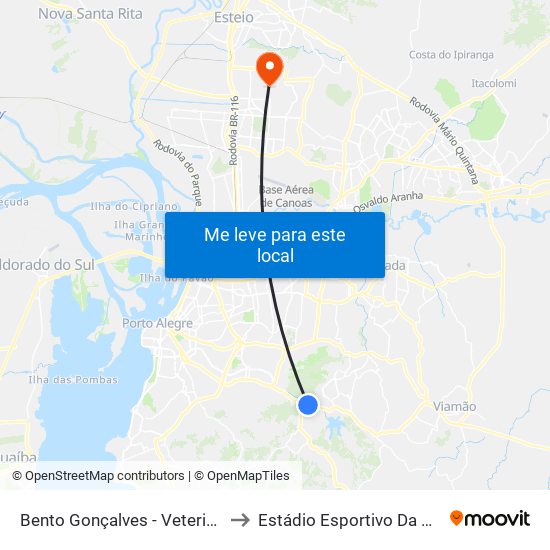 Bento Gonçalves - Veterinária to Estádio Esportivo Da Ulbra map