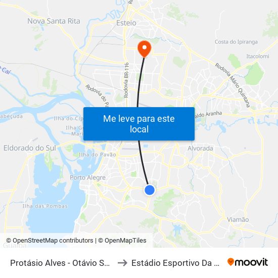 Protásio Alves - Otávio Santos to Estádio Esportivo Da Ulbra map