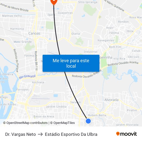 Dr. Vargas Neto to Estádio Esportivo Da Ulbra map