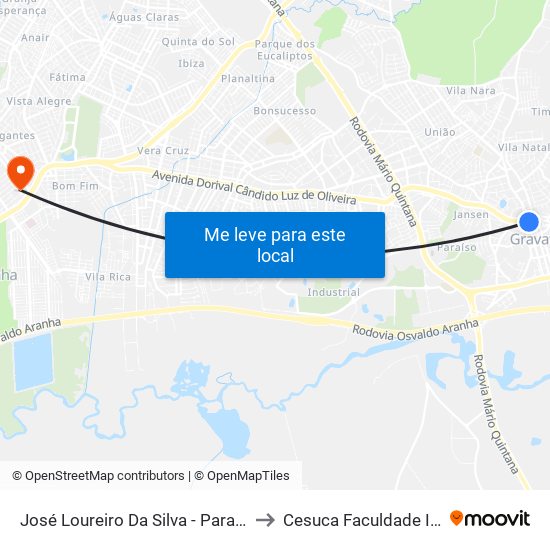 José Loureiro Da Silva - Parada 81 to Cesuca Faculdade Inedi map