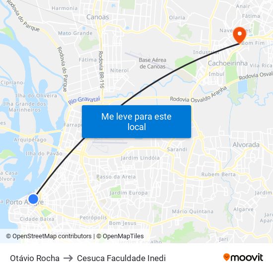 Otávio Rocha to Cesuca Faculdade Inedi map