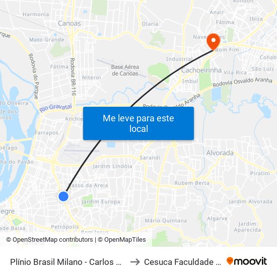 Plínio Brasil Milano - Carlos Gomes to Cesuca Faculdade Inedi map