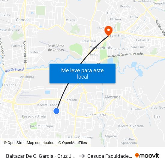 Baltazar De O. Garcia - Cruz Jobim Bc to Cesuca Faculdade Inedi map