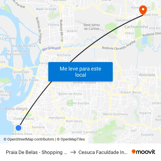 Praia De Belas - Shopping Bc to Cesuca Faculdade Inedi map