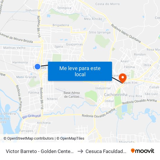 Victor Barreto - Golden Center (Box A) to Cesuca Faculdade Inedi map