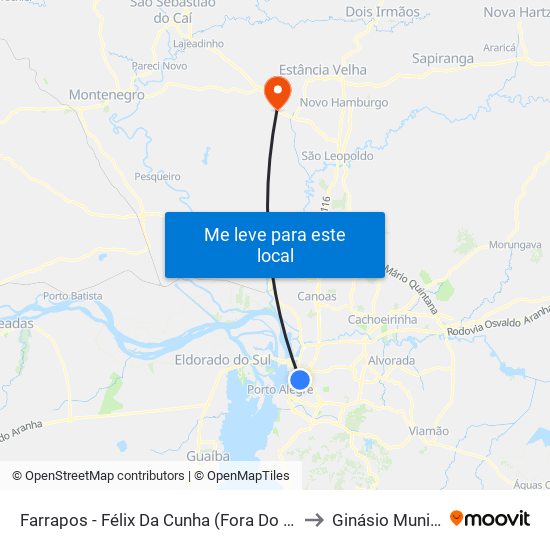 Farrapos - Félix Da Cunha (Fora Do Corredor) to Ginásio Municipal map