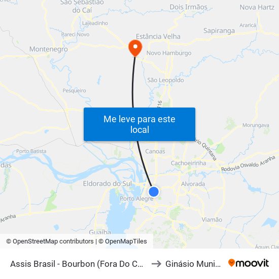 Assis Brasil - Bourbon (Fora Do Corredor) to Ginásio Municipal map