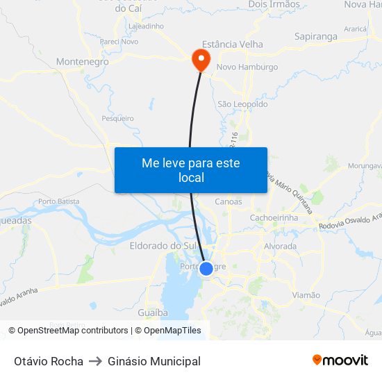 Otávio Rocha to Ginásio Municipal map
