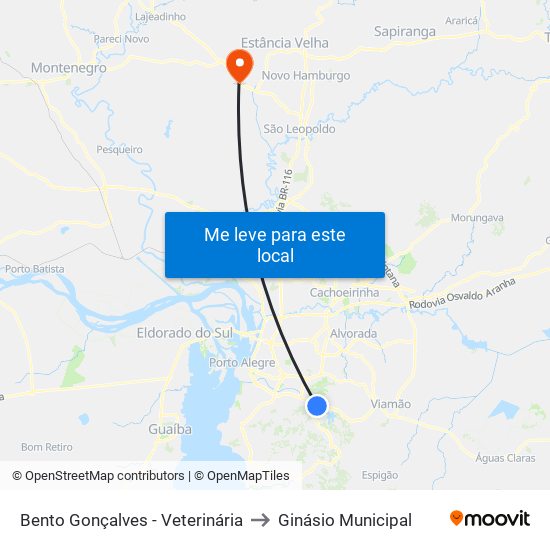 Bento Gonçalves - Veterinária to Ginásio Municipal map