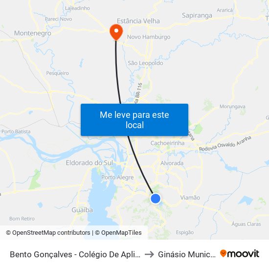 Bento Gonçalves - Colégio De Aplicação to Ginásio Municipal map