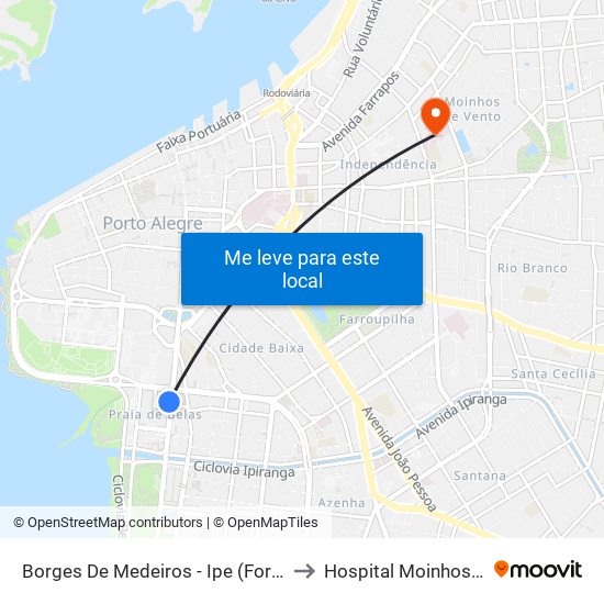 Borges De Medeiros - Ipe (Fora Do Corredor) to Hospital Moinhos De Vento map