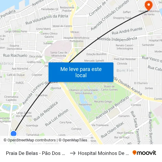 Praia De Belas - Pão Dos Pobres to Hospital Moinhos De Vento map