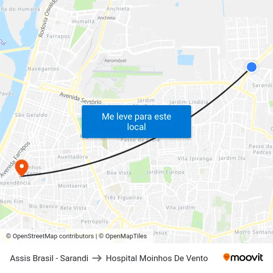Assis Brasil - Sarandi to Hospital Moinhos De Vento map