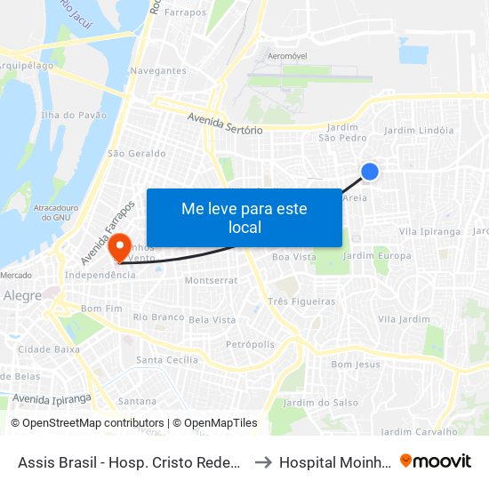 Assis Brasil - Hosp. Cristo Redentor (Fora Do Corredor) to Hospital Moinhos De Vento map