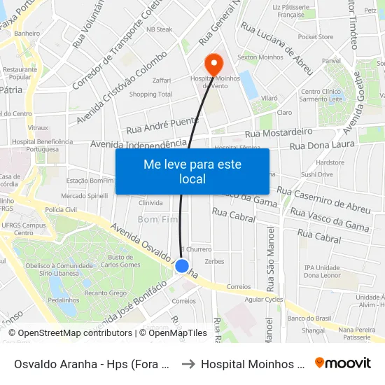 Osvaldo Aranha - Hps (Fora Do Corredor) to Hospital Moinhos De Vento map