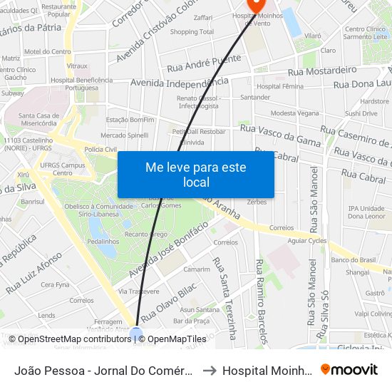 João Pessoa - Jornal Do Comércio (Fora Do Corredor) to Hospital Moinhos De Vento map