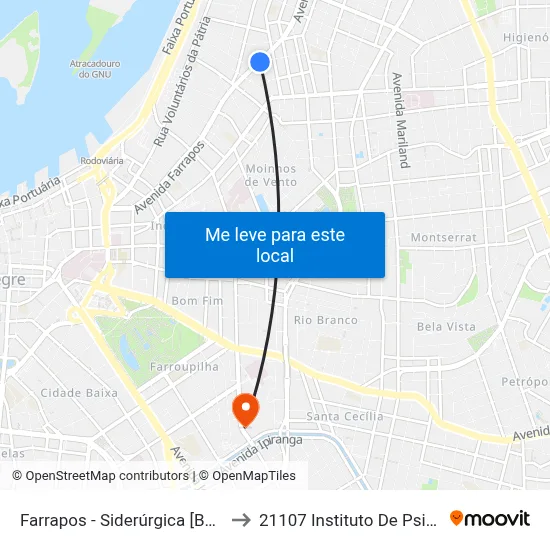 Farrapos - Siderúrgica [Bairro - C] to 21107 Instituto De Psicologia map