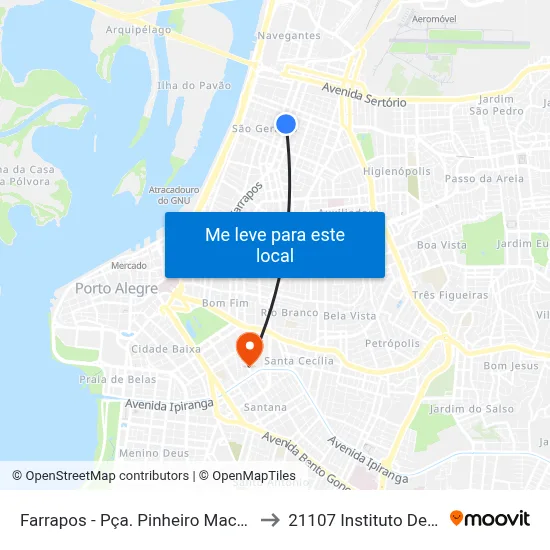 Farrapos - Pça. Pinheiro Machado [Bairro - C] to 21107 Instituto De Psicologia map