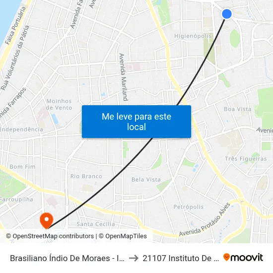 Brasiliano Índio De Moraes - Iapi [Bairro - Bc] to 21107 Instituto De Psicologia map
