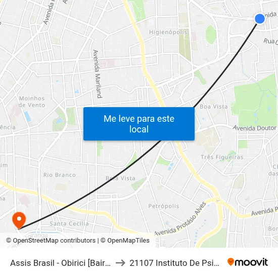 Assis Brasil - Obirici [Bairro - Bc] to 21107 Instituto De Psicologia map