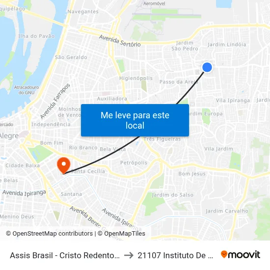 Assis Brasil - Cristo Redentor [Bairro - Bc] to 21107 Instituto De Psicologia map