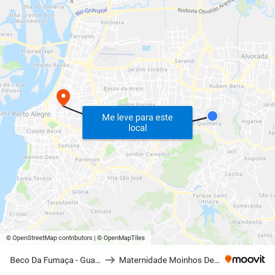 Beco Da Fumaça - Guarapari to Maternidade Moinhos De Vento map
