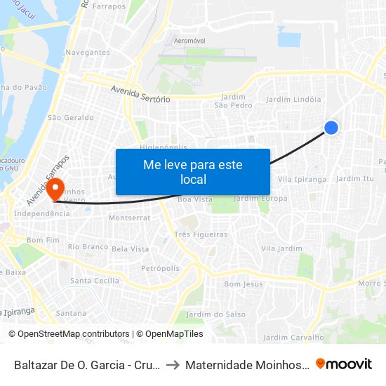 Baltazar De O. Garcia - Cruz Jobim Bc to Maternidade Moinhos De Vento map