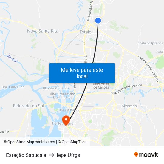 Estação Sapucaia to Iepe Ufrgs map